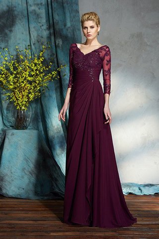 Robe mère de mariée longue longueur au ras du sol v encolure de princesse en chiffon - photo 6