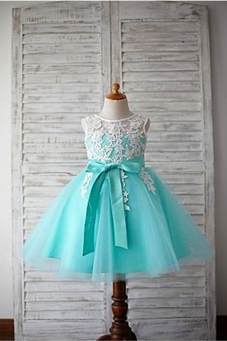 Robe de cortège enfant naturel de mode de bal avec sans manches avec fleurs en tulle - photo 2
