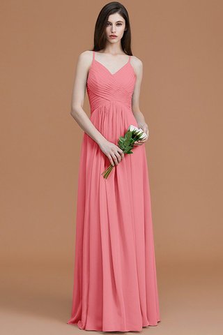 Robe demoiselle d'honneur ruché a-ligne de princesse avec sans manches en chiffon - photo 34