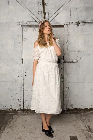 Robe de mariée naturel romantique simple d'epaule ecrite avec manche de poche - photo 2