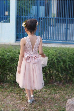 Robe de cortège enfant naturel en tulle ligne a avec nœud col ras du cou - photo 1