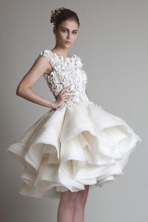 Robe de mariée bref avec bouton de lotus col u profond en organza - photo 1