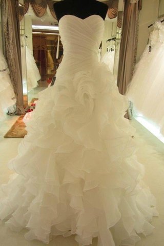 Robe de mariée naturel de col en cœur de mode de bal en organza avec sans manches - photo 1