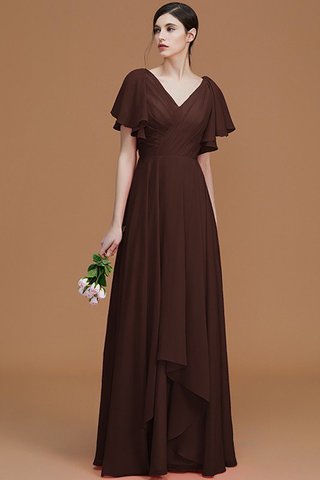 Robe demoiselle d'honneur avec manche courte de princesse ligne a avec chiffon avec zip - photo 13