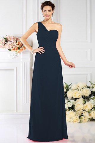 Robe demoiselle d'honneur longue plissé de princesse avec chiffon d'épaule asymétrique - photo 10