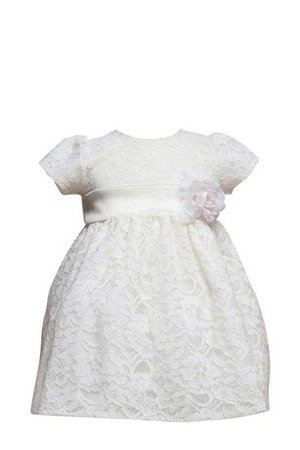 Robe de cortège enfant avec manche courte col u profond avec décoration dentelle - photo 1