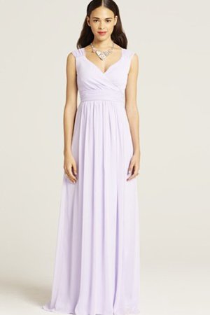 Robe demoiselle d'honneur luxueux avec manche épeules enveloppants v encolure en chiffon - photo 1