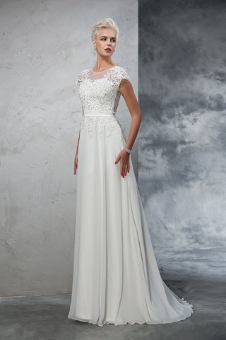 Robe de mariée de princesse de traîne courte avec manche courte ligne a avec chiffon - photo 3