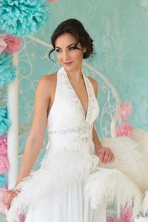 Robe de mariée en chiffon de traîne courte longueur au ras du sol dos nu manche nulle - photo 2