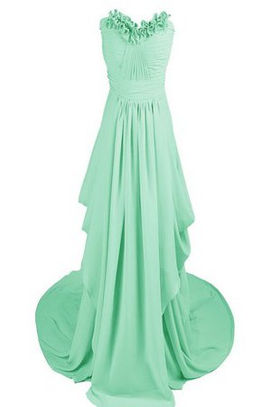 Robe demoiselle d'honneur naturel de traîne courte en chiffon ligne a avec zip - photo 1