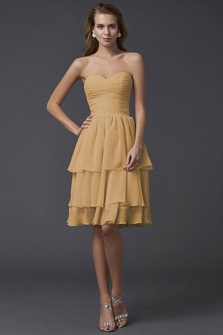 Robe demoiselle d'honneur naturel courte manche nulle avec chiffon au niveau de genou - photo 12