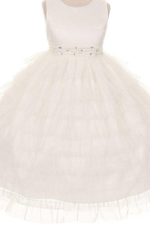 Robe de cortège enfant brillant ligne a col u profond avec sans manches textile en tulle - photo 1