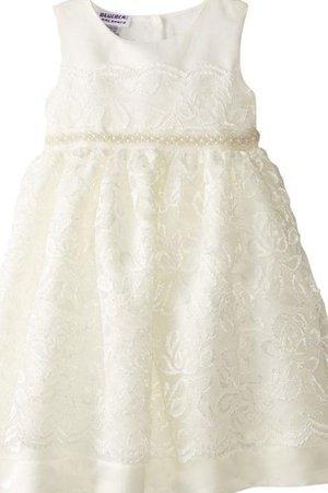 Robe de cortège enfant avec nœud encolure ronde avec bouton manche nulle en dentelle - photo 1