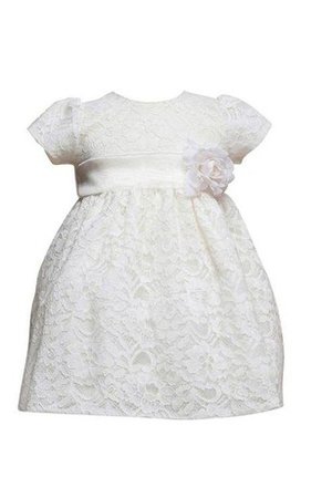 Robe de cortège enfant avec manche courte col u profond avec décoration dentelle - photo 2