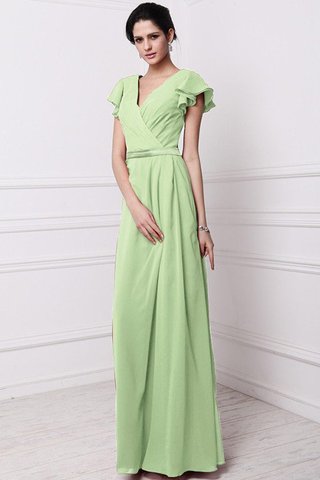 Robe demoiselle d'honneur longue jusqu'au sol avec fronce v encolure avec chiffon - photo 26