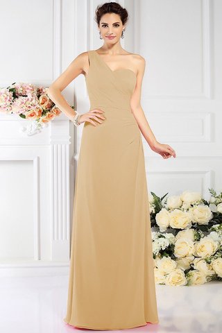 Robe demoiselle d'honneur longue plissé de princesse avec chiffon d'épaule asymétrique - photo 8