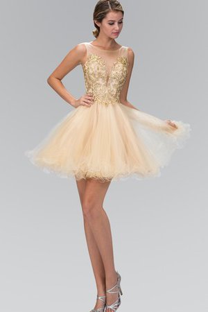 Robe de graduation distinguee de lotus en tulle col en bateau avec sans manches - photo 1