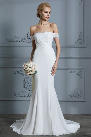 Robe de mariée de traîne courte d'epaule ecrite fantastique manche nulle naturel - photo 3