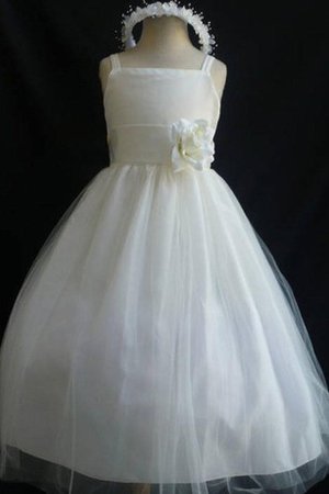 Robe de cortège enfant manche nulle ligne a en tulle avec fleurs bandouliere spaghetti - photo 1