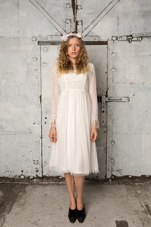 Robe de mariée plissage intemporel facile modeste avec manche longue - photo 2