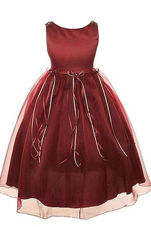 Robe de cortège enfant naturel avec nœud à boucles de mode de bal en tulle en satin - photo 1