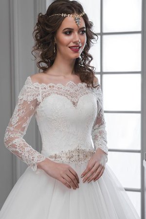 Robe de mariée modeste textile en tulle d'epaule ecrite en dentelle avec manche longue - photo 2