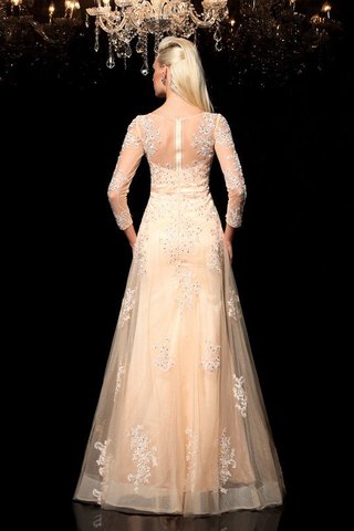 Robe de mariée longue naturel avec manche longue de princesse en satin - photo 2