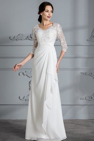 Robe de mariée en chiffon jusqu'au sol avec manche 3/4 v encolure de fourreau - photo 3