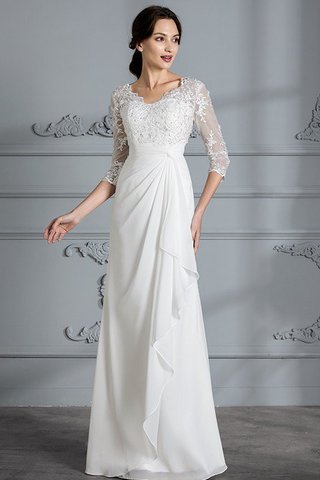 Robe de mariée en chiffon jusqu'au sol avec manche 3/4 v encolure de fourreau - photo 3