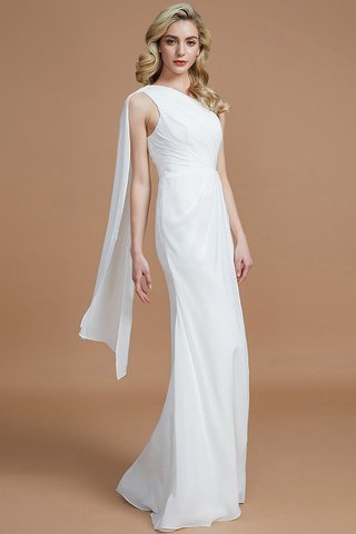 Robe demoiselle d'honneur naturel avec chiffon en forme manche nulle jusqu'au sol - photo 5