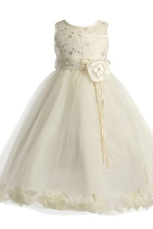 Robe de cortège enfant en tulle col u profond avec fleurs appliques manche nulle - photo 1