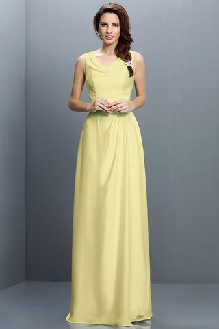 Robe demoiselle d'honneur longue en chiffon jusqu'au sol v encolure fermeutre eclair - photo 8