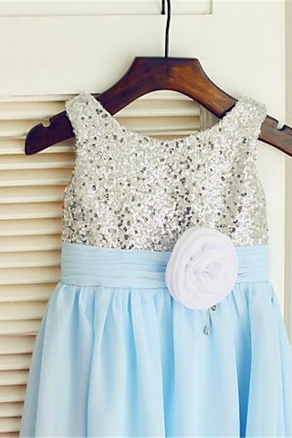 Robe de cortège enfant brillant ligne a avec chiffon avec fleurs encolure ronde - photo 4