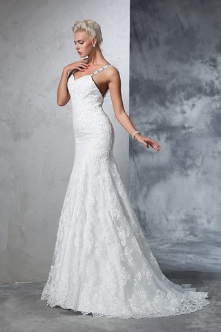 Robe de mariée naturel longue avec décoration dentelle bandouliere spaghetti avec zip - photo 5