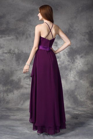 Robe demoiselle d'honneur avec chiffon asymétrique avec sans manches avec zip de lotus - photo 2