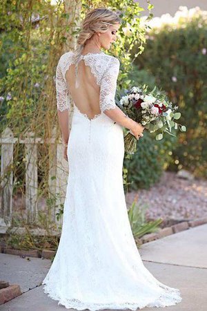 Robe de mariée de traîne courte noeud boutonné decoration en fleur manche nulle - photo 2