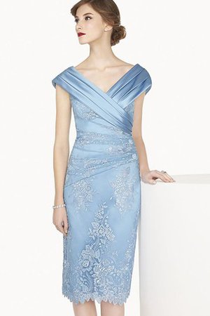 Robe de bal romantique avec manche courte ruché de longueur à genou en satin - photo 1