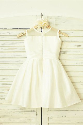 Robe de cortège enfant encolure ronde a-ligne avec fleurs en chiffon jusqu'au mollet - photo 2