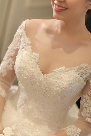 Robe de mariée de traîne longue passionnant avec manche 3/4 avec perle fermeutre eclair - photo 4