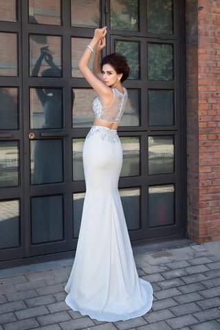 Robe de bal en chiffon avec cristal gaine de traîne courte de tour de ceinture en haute - photo 2