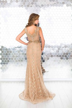 Robe de bal naturel maillot de traîne courte en dentelle de col bateau - photo 2