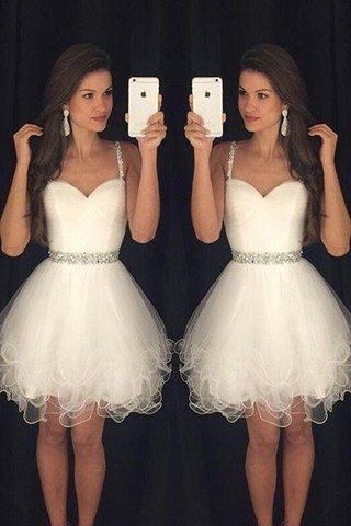 Robe fête de la rentrée naturel bref col en forme de cœur avec perle avec sans manches - photo 1