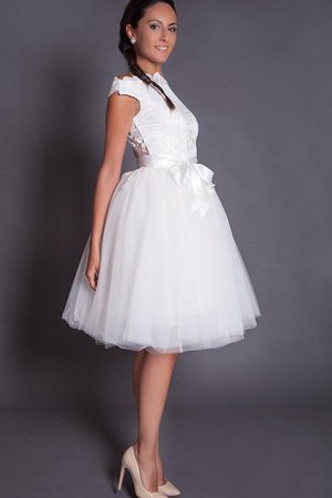 Robe de mariée facile avec ruban ligne a appliques de col haut - photo 2