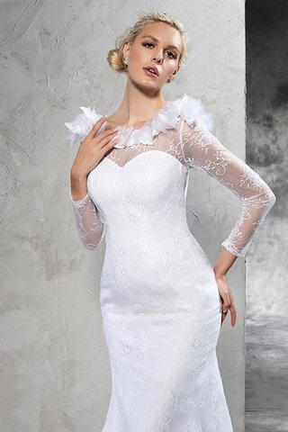 Robe de mariée naturel en satin de fourreau de traîne moyenne avec manche longue - photo 6