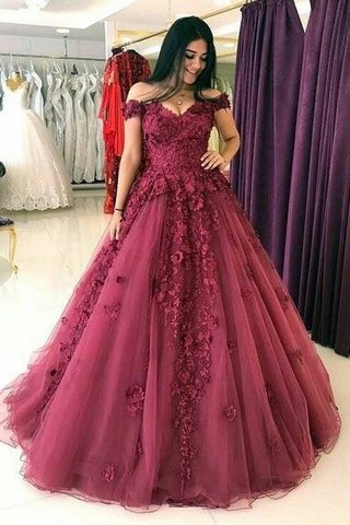 Robe de bal de traîne courte en tulle appliques glamour naturel - photo 1