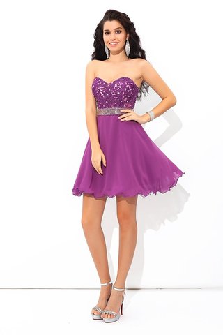 Robe de cocktail courte avec perle de princesse avec chiffon a-ligne - photo 5