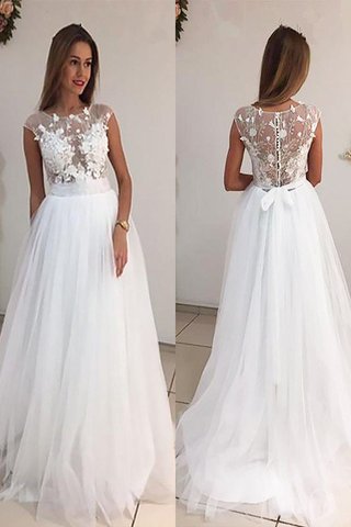 Robe de mariée naturel de princesse col u profond en tulle ligne a - photo 1