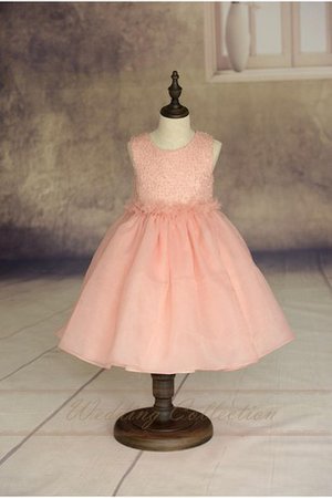 Robe de cortège enfant plissage de lotus arrivée au mollet en organza manche nulle - photo 2