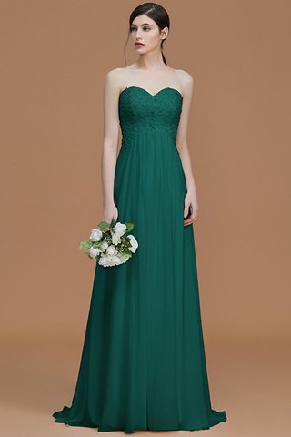 Robe demoiselle d'honneur naturel avec perle de col en cœur manche nulle a-ligne - photo 15