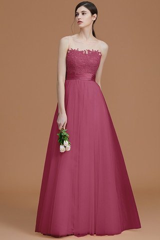 Robe demoiselle d'honneur naturel manche nulle fermeutre eclair col en bateau en tulle - photo 12